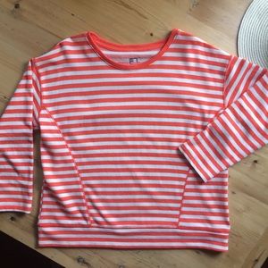 JCP Large Vibrant orange & white stripe French terry sweatshirt